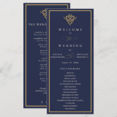 Old Money Navy Blue Wedding Program Programm (Vorne/Hinten)