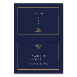 Old Money Navy Blue Wedding Table Place Card Tischnummer