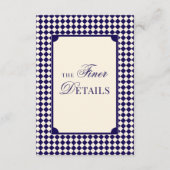 Old Money Navy Ivory Checkered Wedding Details Begleitkarte (Vorderseite)