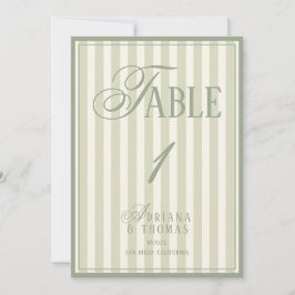 Old Money Pastel Green Wedding Table Number Einladung
