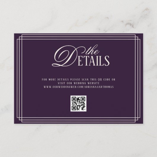 Old Money Plum Wedding Details  Begleitkarte (Vorderseite)