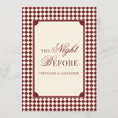 Old Money Red & Ivory Checkered Rehearsal Dinner Einladung (Vorderseite)