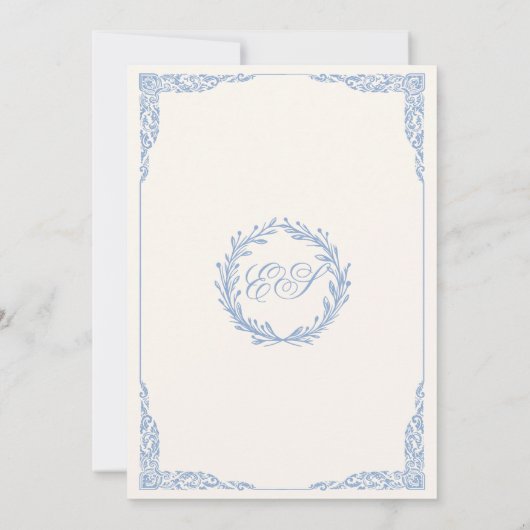 Old Money Regency Floral Tea Party Boy Baby Shower Einladung (Rückseite)