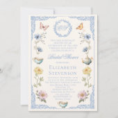 Old Money Regency Floral Tea Party Bridal Shower Einladung (Vorderseite)