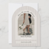 Old Money Script Mauve Stripe Foto Save the Date Einladung (Vorderseite)