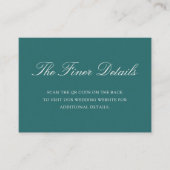 Old Money Teal Classic QR Code Wedding Begleitkarte (Vorderseite)