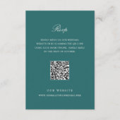 Old Money Teal Classic QR Code Wedding RSVP Karte (Vorderseite)