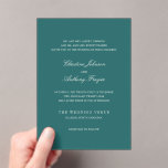 Old Money Teal Classic Wedding Acryleinladungen<br><div class="desc">A timeless old money style wedding invitation with elegant typography and a classic minimalist layout. Perfect for luxury weddings,  formal events,  and sophisticated celebrations.</div>