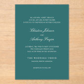 Old Money Teal Classic Wedding Acryleinladungen (Vorderseite)