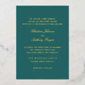 Old Money Teal Classic Wedding Folieneinladung (Vorderseite)