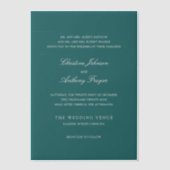 Old Money Teal Classic Wedding Pergament Einladungen (Vorderseite)