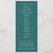 Old Money Teal Classic Wedding Programm (Rückseite)