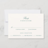 Old Money Teal Classic Wedding RSVP Karte (Vorderseite)