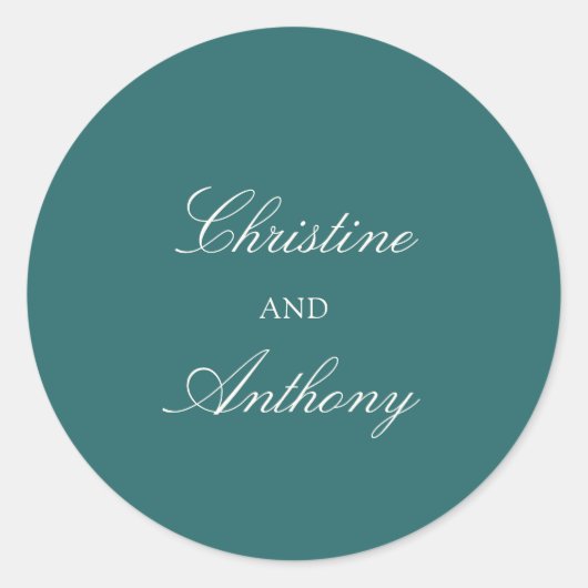 Old Money Teal Classic Wedding Runder Aufkleber (Vorderseite)