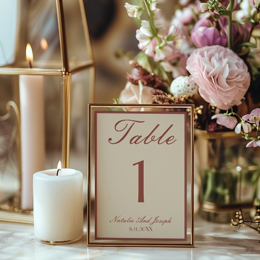Old Money Terracotta Boho Wedding Table Number Einladung