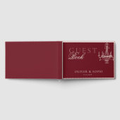 Old Money theme Deep Red Retro Wedding Gästebuch (Voll)