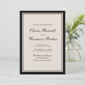 Old Money Wedding Classic Black Invitation Einladung (Stehend Vorderseite)