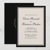 Old Money Wedding Classic Black Invitation Einladung (Vorne/Hinten)