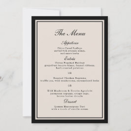 Old Money Wedding Classic Menu Card Einladung