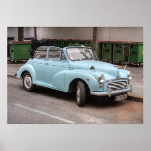 Old Morris Minor Convertible Tourist Poster