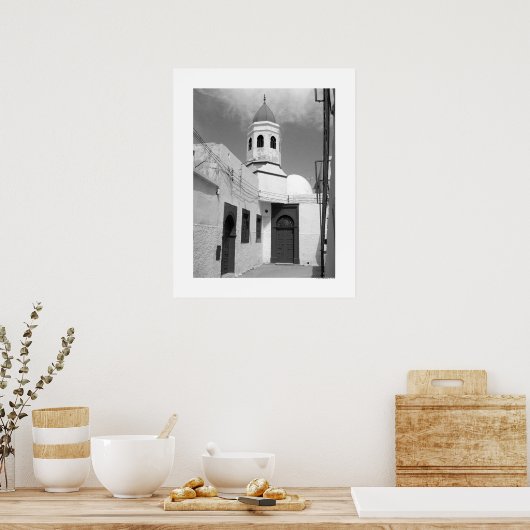 Old Mosque in Tripoli (B&W) Poster (Küche)