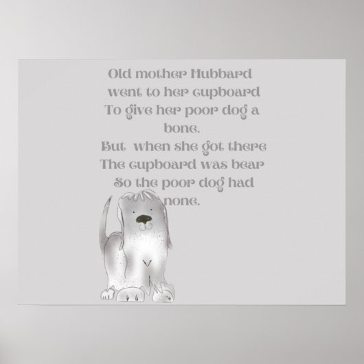 Old Mother Hubbard Cartoon-Spaß in Grautönen Poster (Vorne)