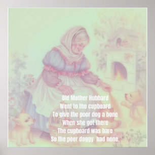 Old Mother Hubbard Kinderzimmer Rhyme Poster