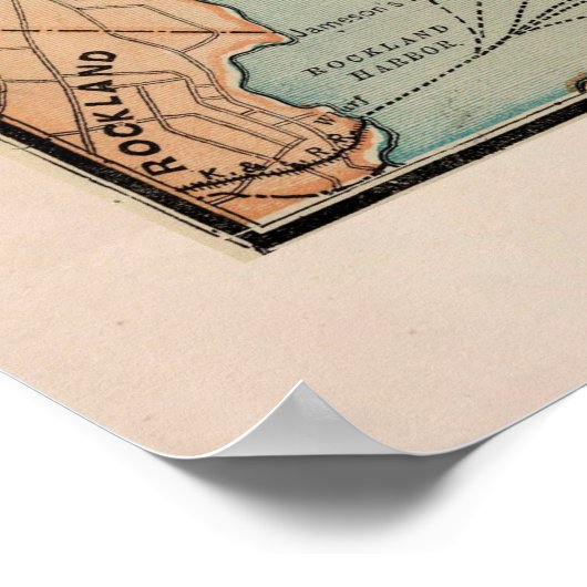 Old Mount Desert ME Map (1890) Poster (Ecke)