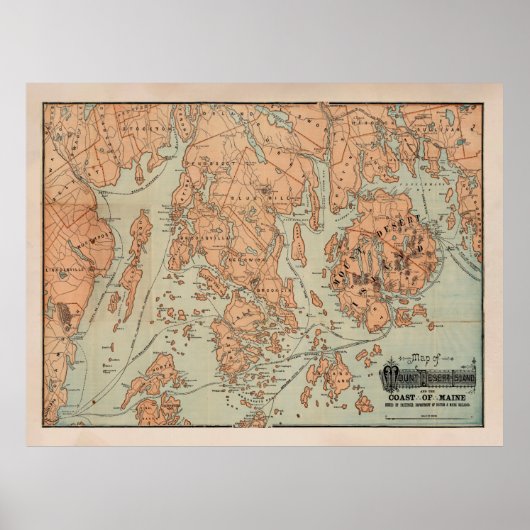 Old Mount Desert ME Map (1890) Poster (Vorne)