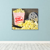 Old Movie Reel und Popcorn Leinwanddruck (Insitu (Holzboden))