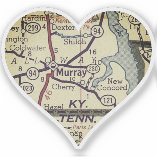 Old Murray KY Map Aufkleber (Vorderseite)