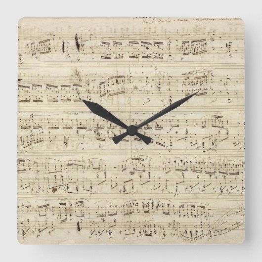Old Music Notes - Chopin Music Sheet Quadratische Wanduhr (Vorderseite)