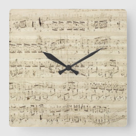 Old Music Notes - Chopin Music Sheet Quadratische Wanduhr