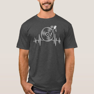 Old Music Vinyl Record Heartbeat Disk Musiker T-Shirt