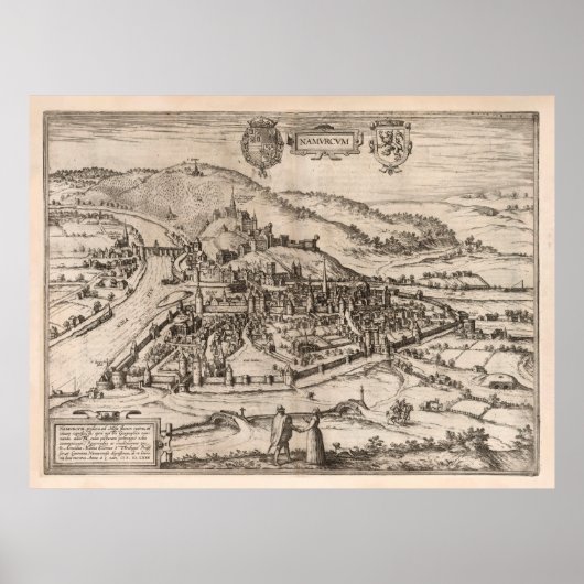 Old Namur Belgium Map (1575) Vintag Nameur Poster (Vorne)