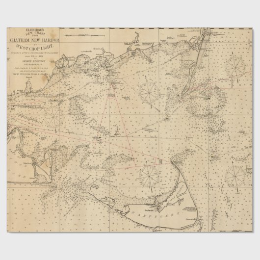 Old Nantucket & Cape Cod Map (1894) Geschenkpapier (Flach)