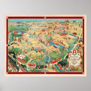 Old National Park Map (1925) Poster