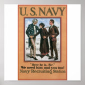 Old Navy Recruiting Poster um 1917 (Vorne)