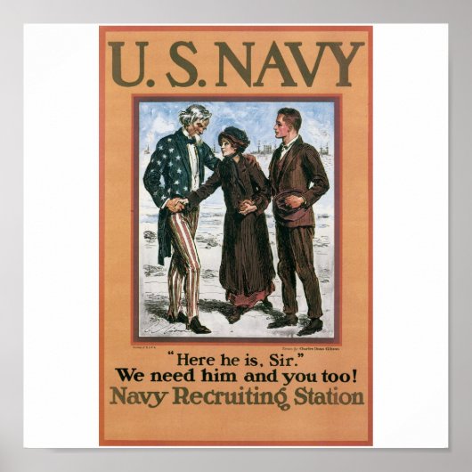 Old Navy Recruiting Poster um 1917 (Vorne)
