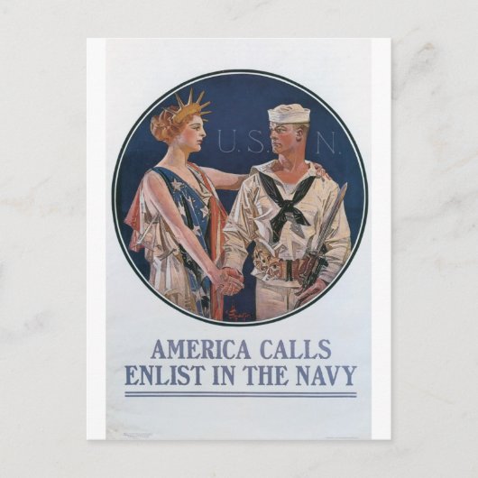 Old Navy Recruiting Poster um 1917 Postkarte (Vorderseite)