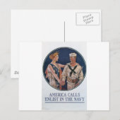 Old Navy Recruiting Poster um 1917 Postkarte (Vorne/Hinten)
