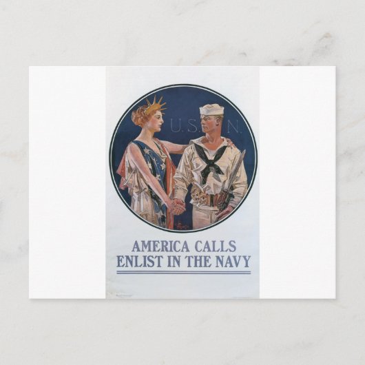Old Navy Recruiting Poster um 1917 Postkarte (Vorderseite)