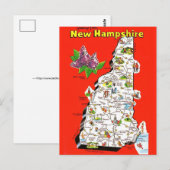 Old New Hampshire Map Postcard Postkarte (Vorne/Hinten)