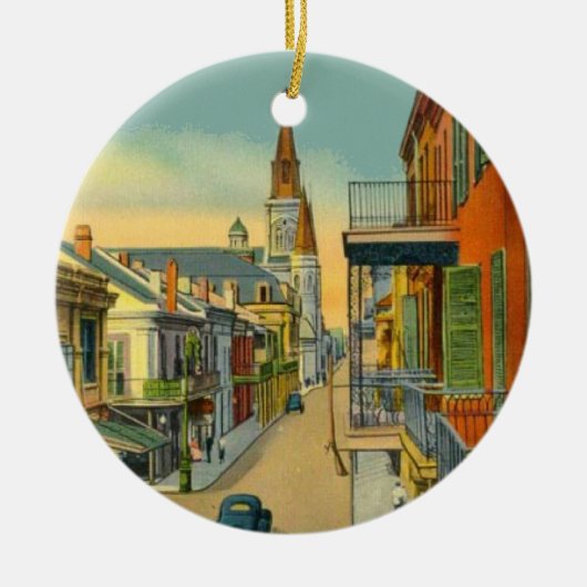 Old New Orleans French Quarter Keramikornament (Vorne)