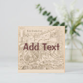 Old New Orleans Map bearbeiten Text, Party Einladung (Stehend Vorderseite)