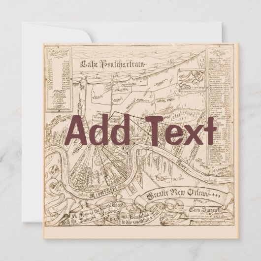 Old New Orleans Map bearbeiten Text, Party Einladung (Vorderseite)