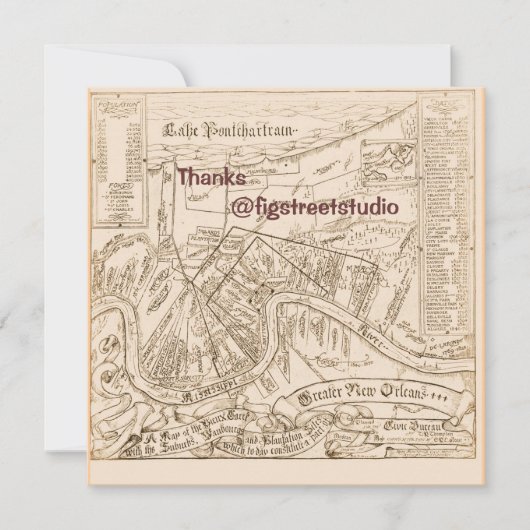 Old New Orleans Map bearbeiten Text, Party Einladung (Vorderseite)