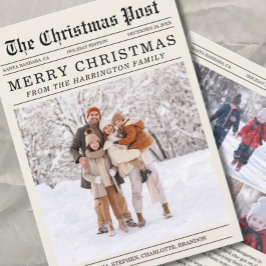 Old Newspaper Style Christmas Grußkarte Feiertagskarte
