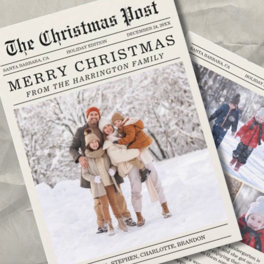 Old Newspaper Style Christmas Grußkarte Feiertagskarte