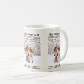 Old Newspaper Style Christmas Grußkarte Kaffeetasse (VorderseiteRechts)